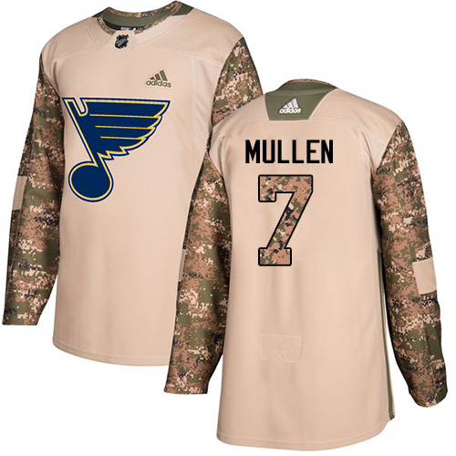 Adidas Blues #7 Joe Mullen Camo Authentic Veterans Day Stitched NHL Jersey - Click Image to Close